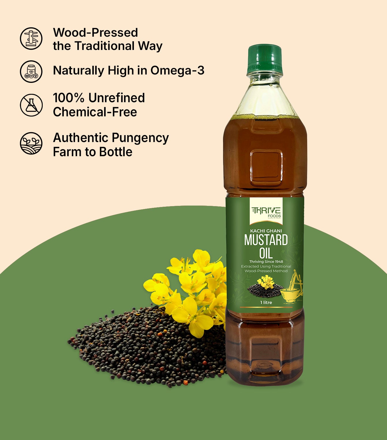 Thrive Kachi Ghani Mustard Oil 1 Ltr