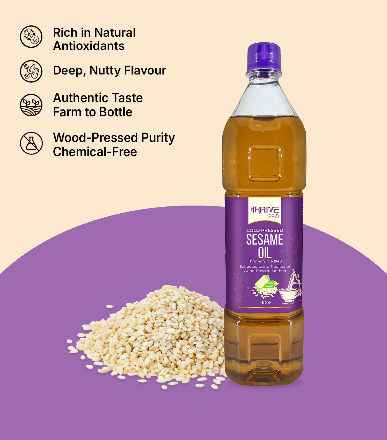 Thrive Cold Pressed Sesame Oil 1 Ltr