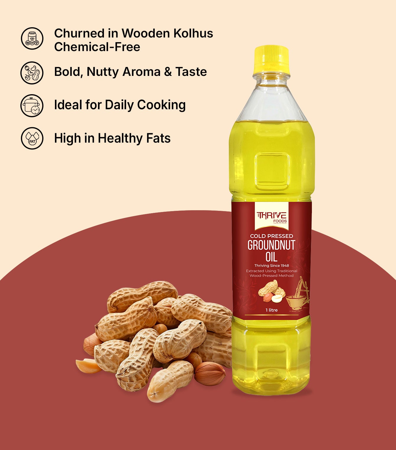 Thrive Cold Pressed Groundnut Oil 1 Ltr