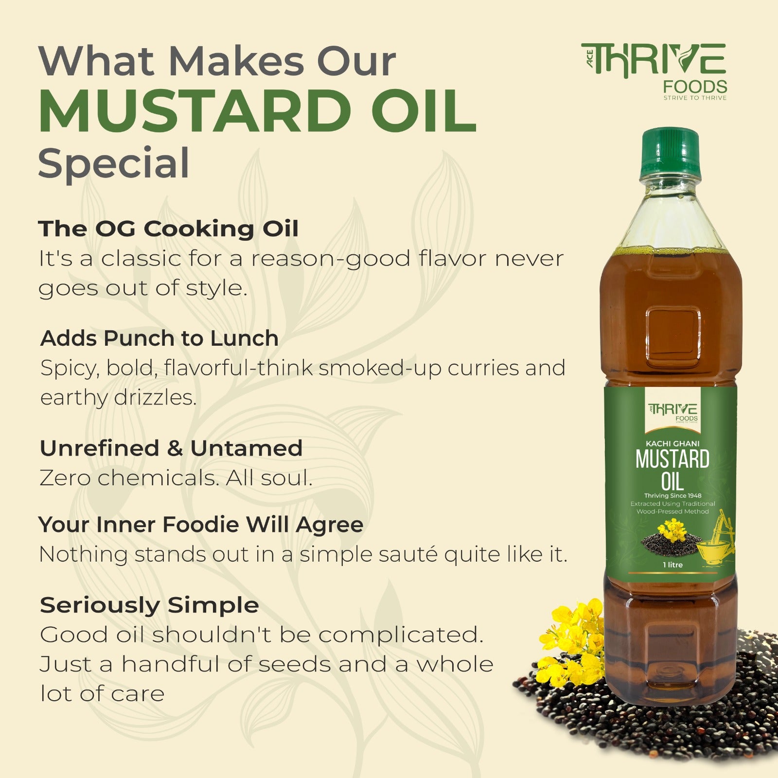 Thrive Kachi Ghani Mustard Oil 1 Ltr